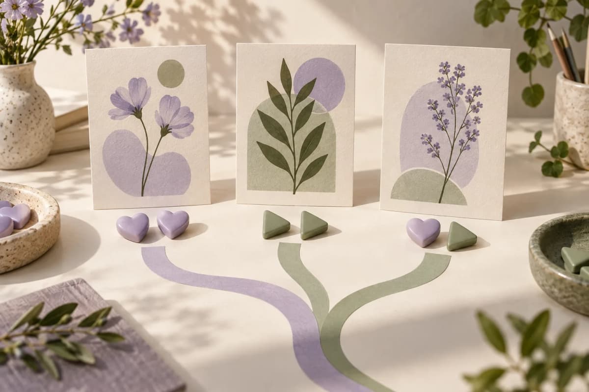 Koncepční ilustrace tří příspěvků s oddělenými symboly srdce a přehrání.